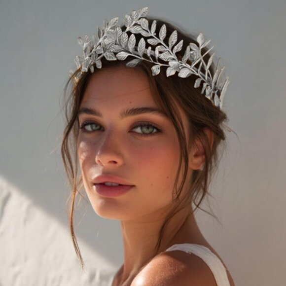 Women's Silver Greek Goddess Headband Accessories Gold Leaf Crown Elegant - Picture 3 of 6